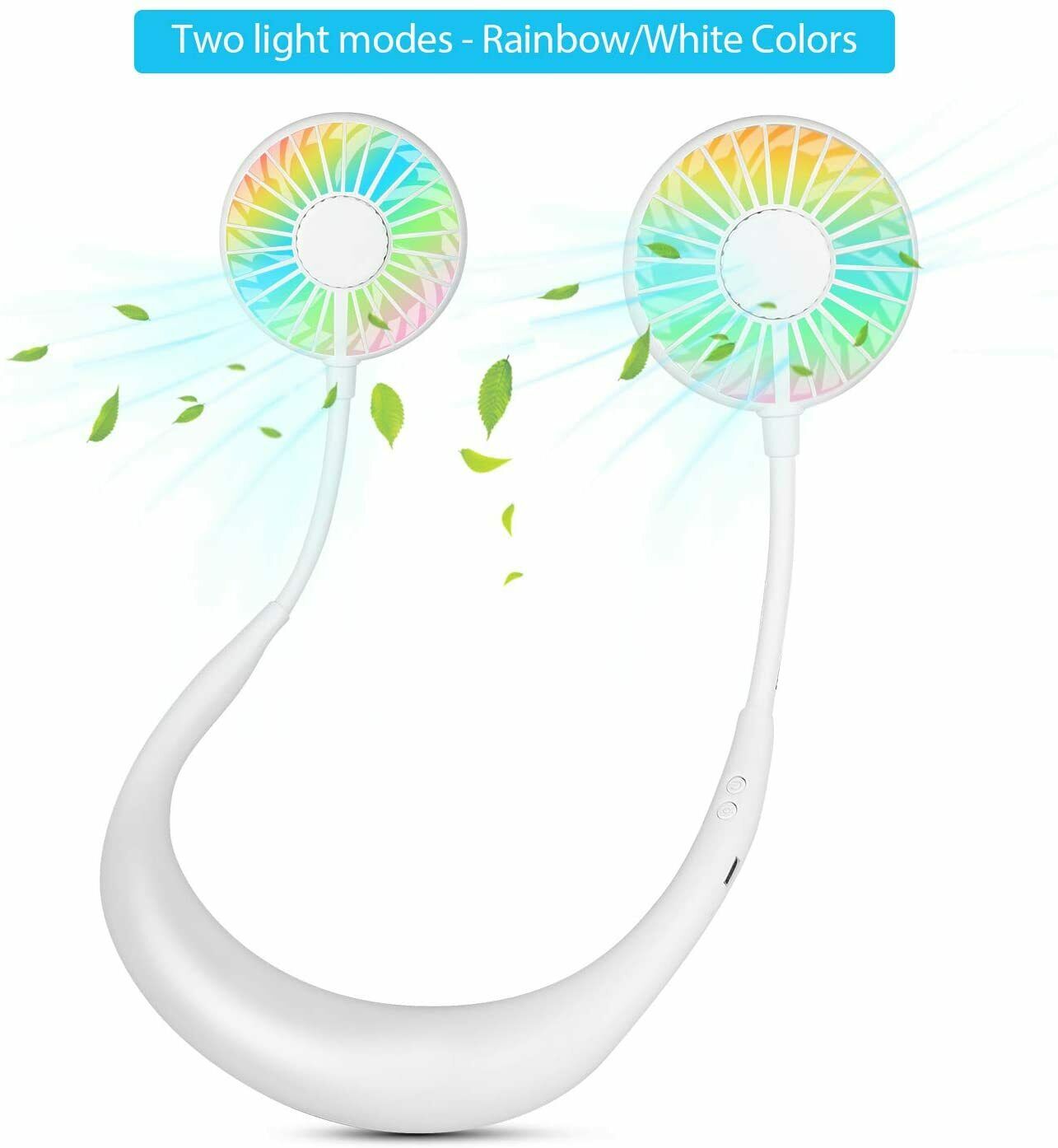 Hand Free Mini USB FAN Rechargeable Portable Headphone Design Wearable Neckband FAN, 3 Level Air''''